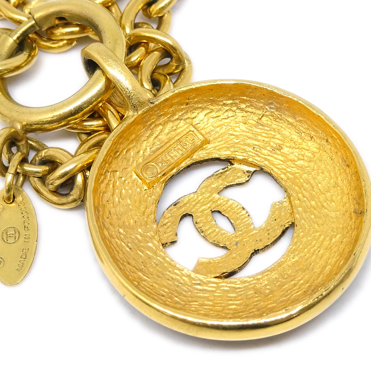 Luxury Chanel Medallion Gold Chain Pendant Necklace 3842