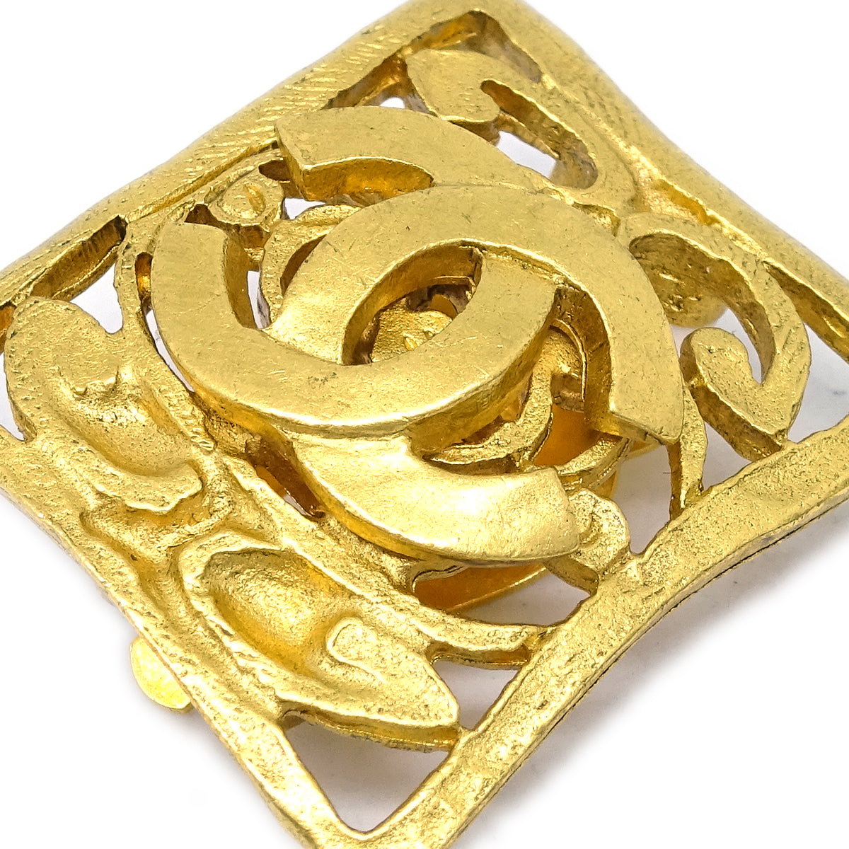Luxury Chanel Square Earrings Clip-On Gold 95A