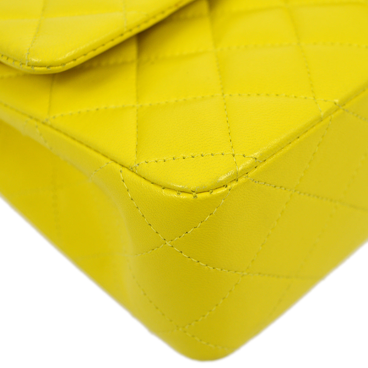 Luxury Chanel * 2000-2001 Yellow Lambskin Medium Classic Double Flap Bag