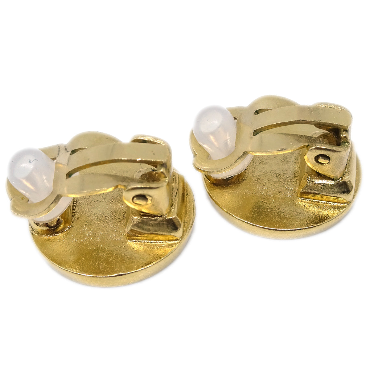Luxury Chanel 2000 Gold & Black 'CC' Button Earrings