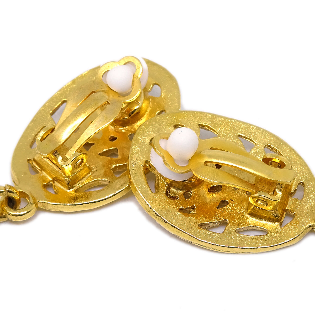 Luxury Chanel Gold Dangle Earrings Clip-On 95A