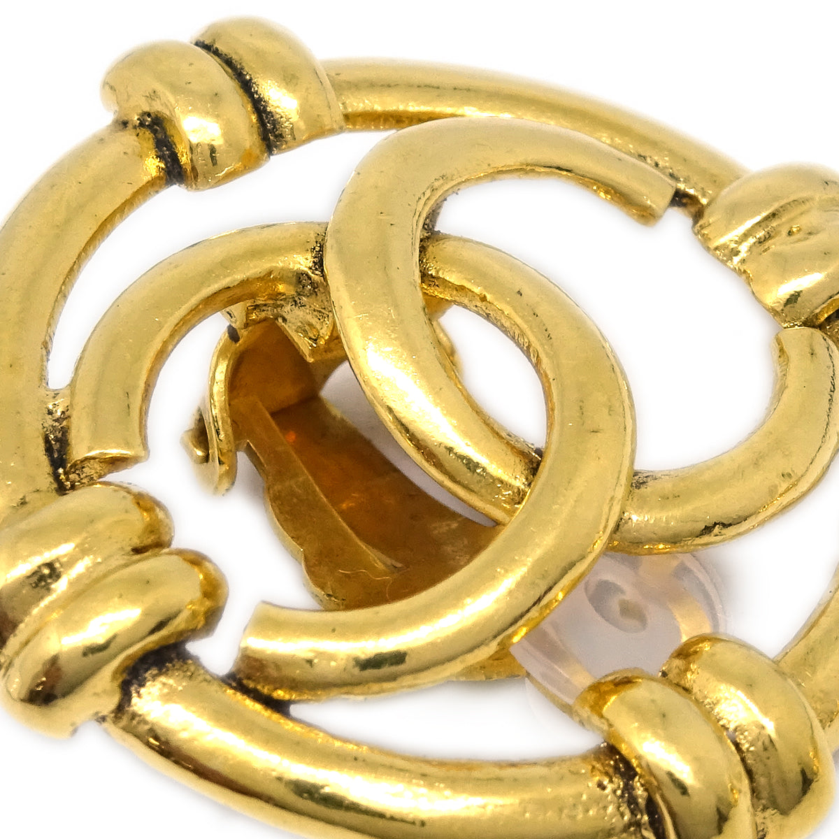Luxury Chanel Gold Button Earrings Clip-On 94A