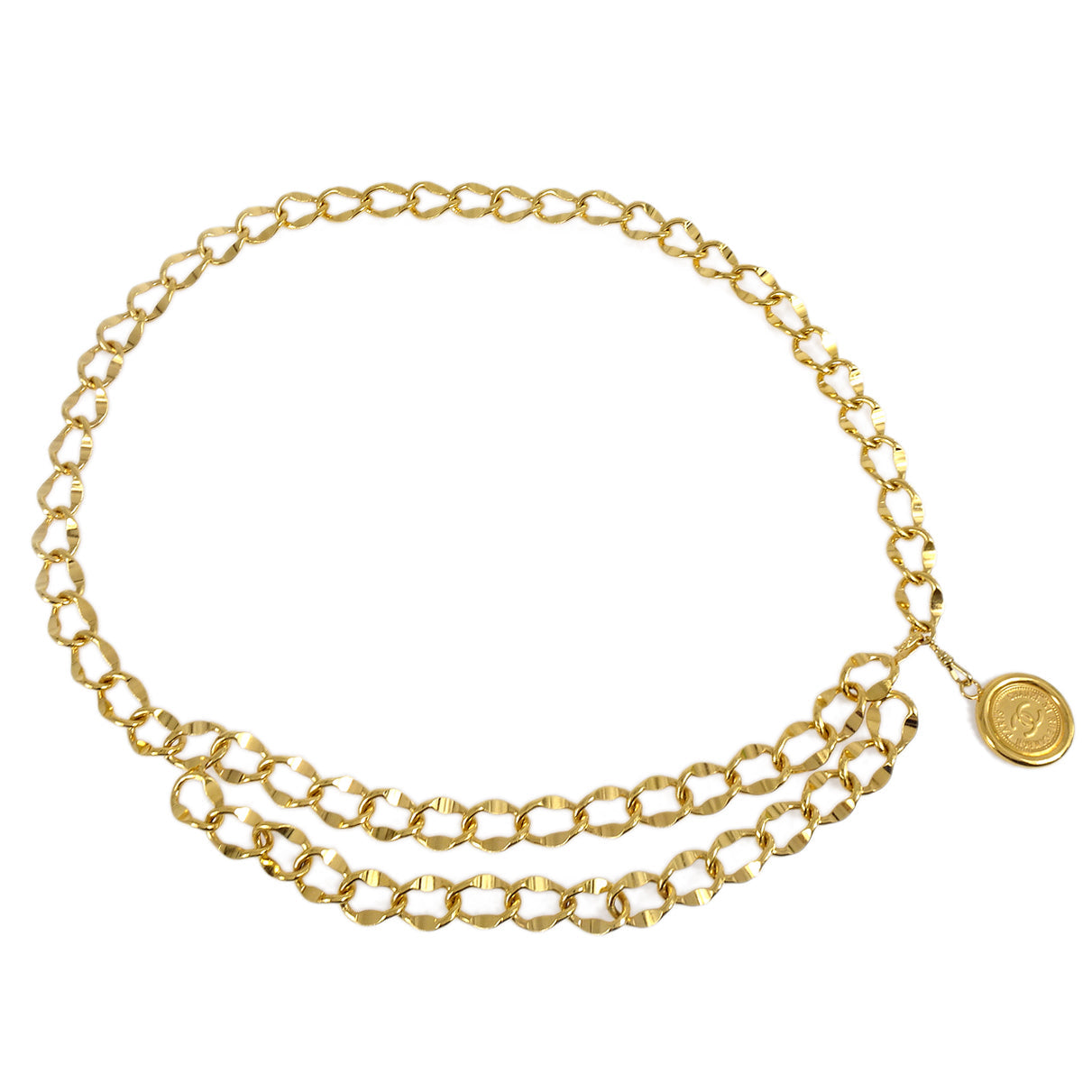 Luxury Chanel Gold Medallion Chain Belt Small New