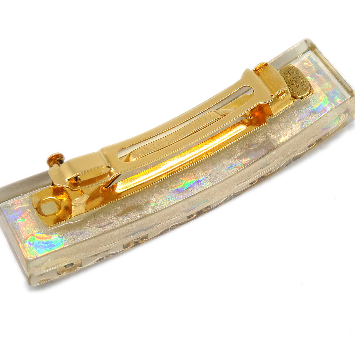 Luxury Chanel Hair Clip Hairpin Barrette Clear 97P