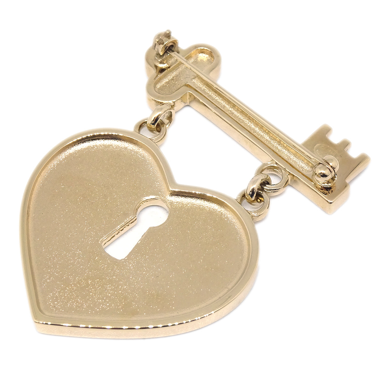 Luxury Chanel Heart Rhinestone Brooch Gold 02P