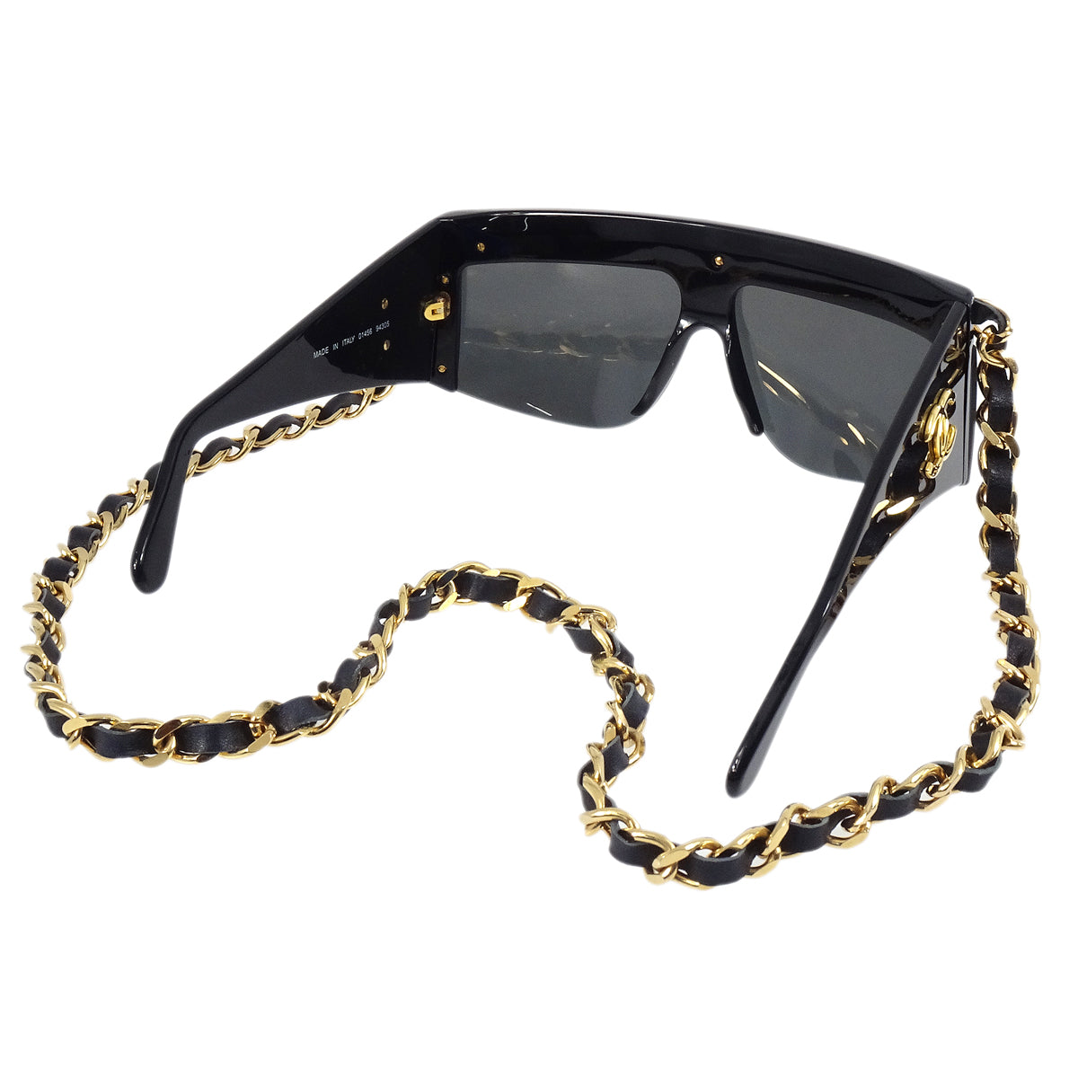 Luxury Chanel Chain Sunglasses Eyewear Black Small New