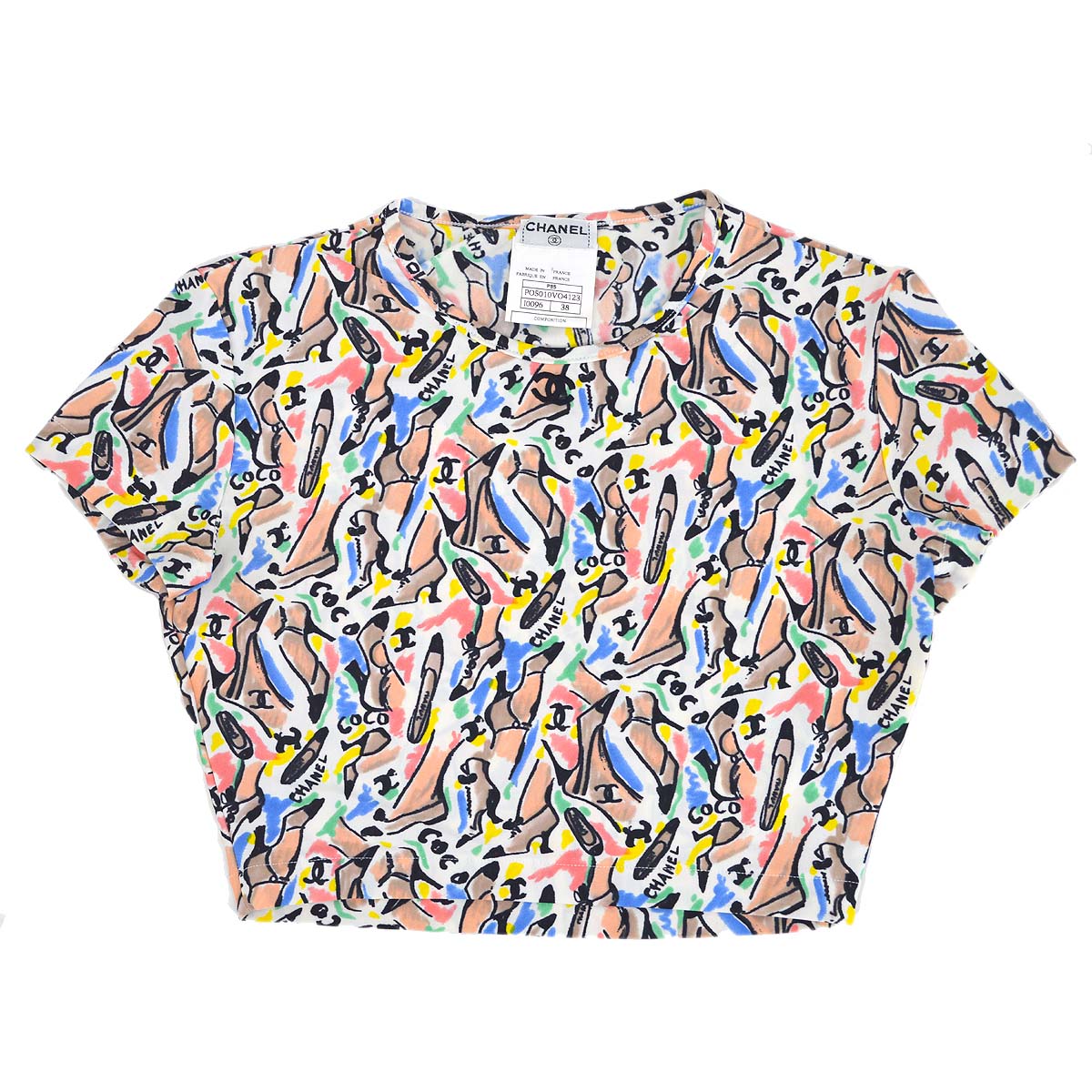 Luxury Chanel spring 1995 shoe-print cropped top #38