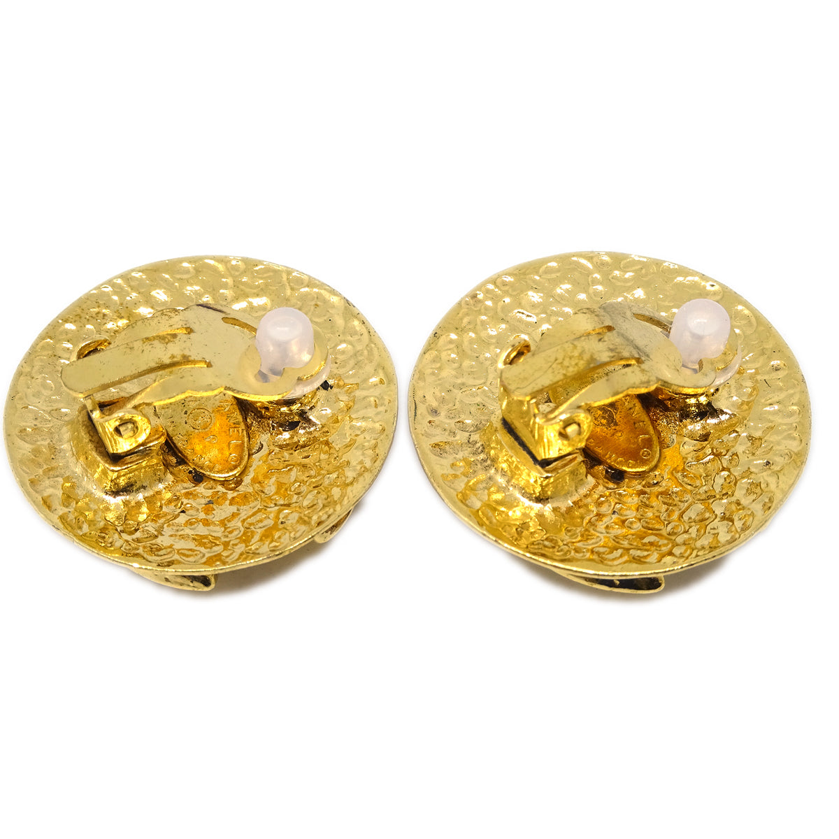 Luxury Chanel Button Earrings Clip-On Gold 94P