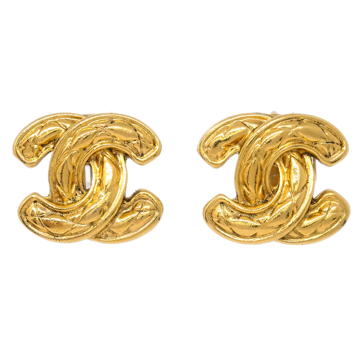Luxury Chanel Gold CC Earrings Clip-On 2433