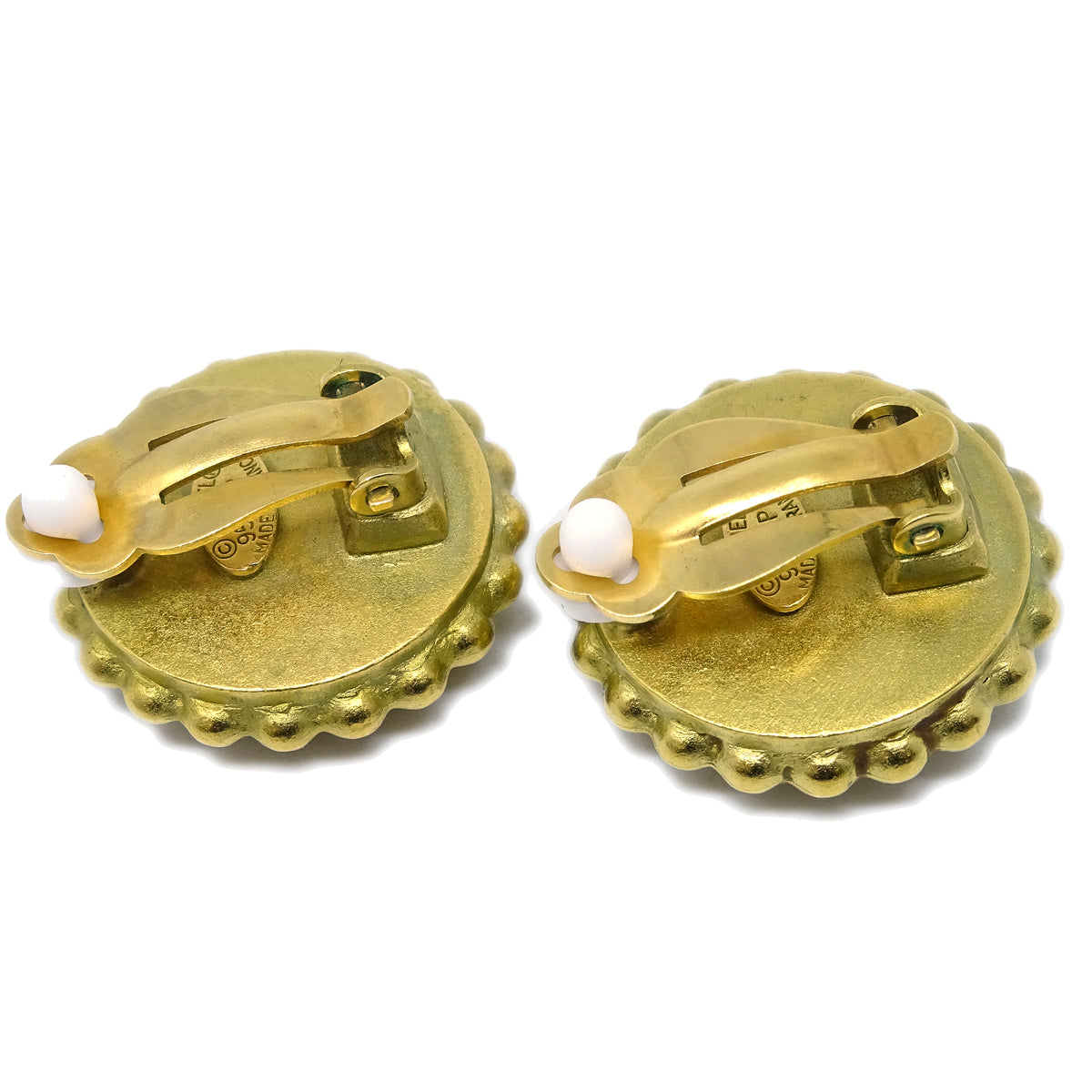 Luxury Chanel 1995 Gold & Black 'CC' Button Earrings