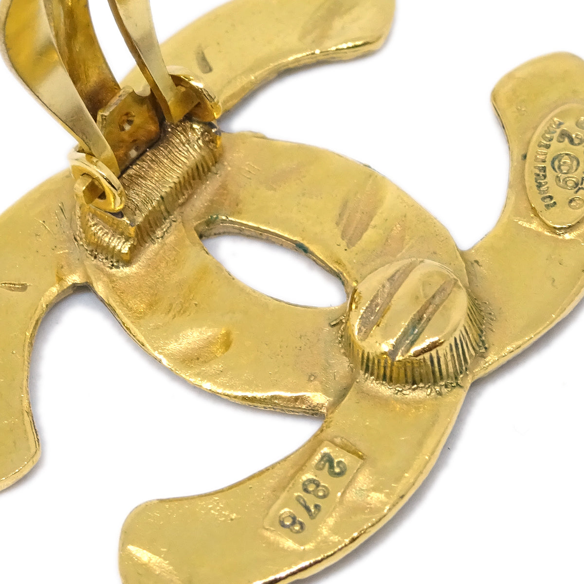 Luxury Chanel Gold CC Earrings Clip-On 29 2878