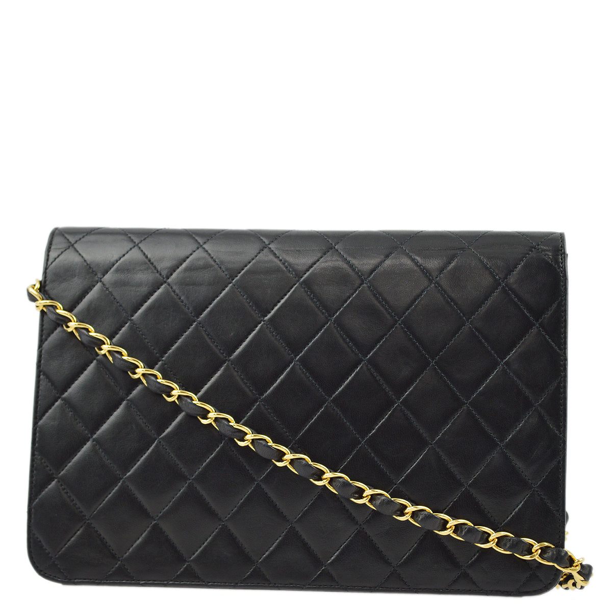 Luxury Chanel 2001-2003 Black Lambskin Turnlock Medium Half Flap Shoulder Bag