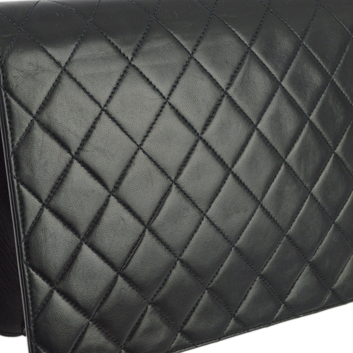 Luxury Chanel 2001-2003 Black Lambskin Turnlock Medium Half Flap Shoulder Bag