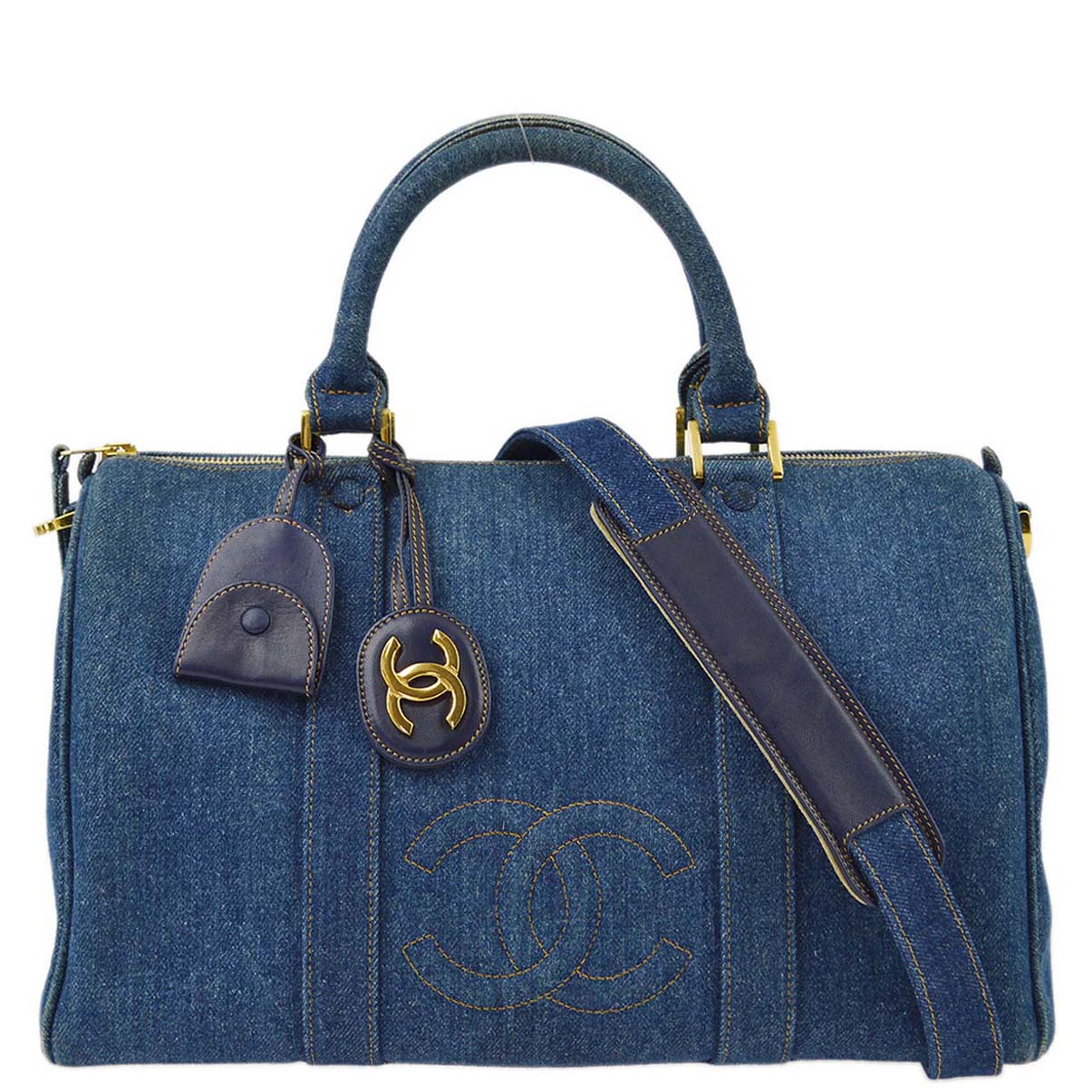 Luxury Chanel 1996-1997 Denim Timeless Boston 35
