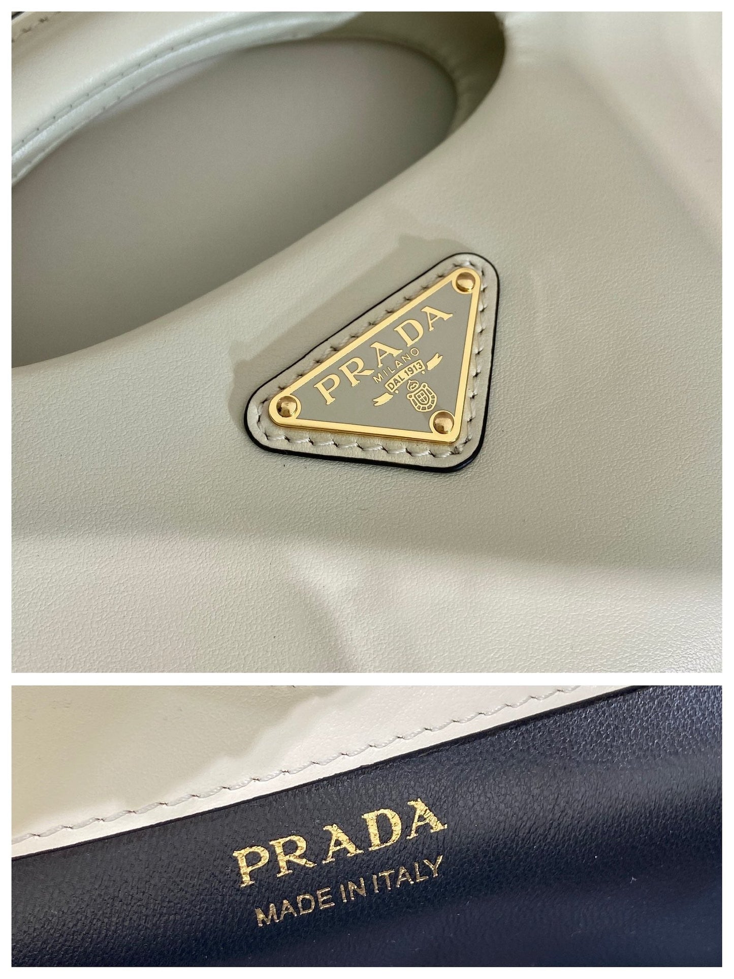 Luxury PradaDUMPLING BAG 30 IN WHTE CALFSKIN
