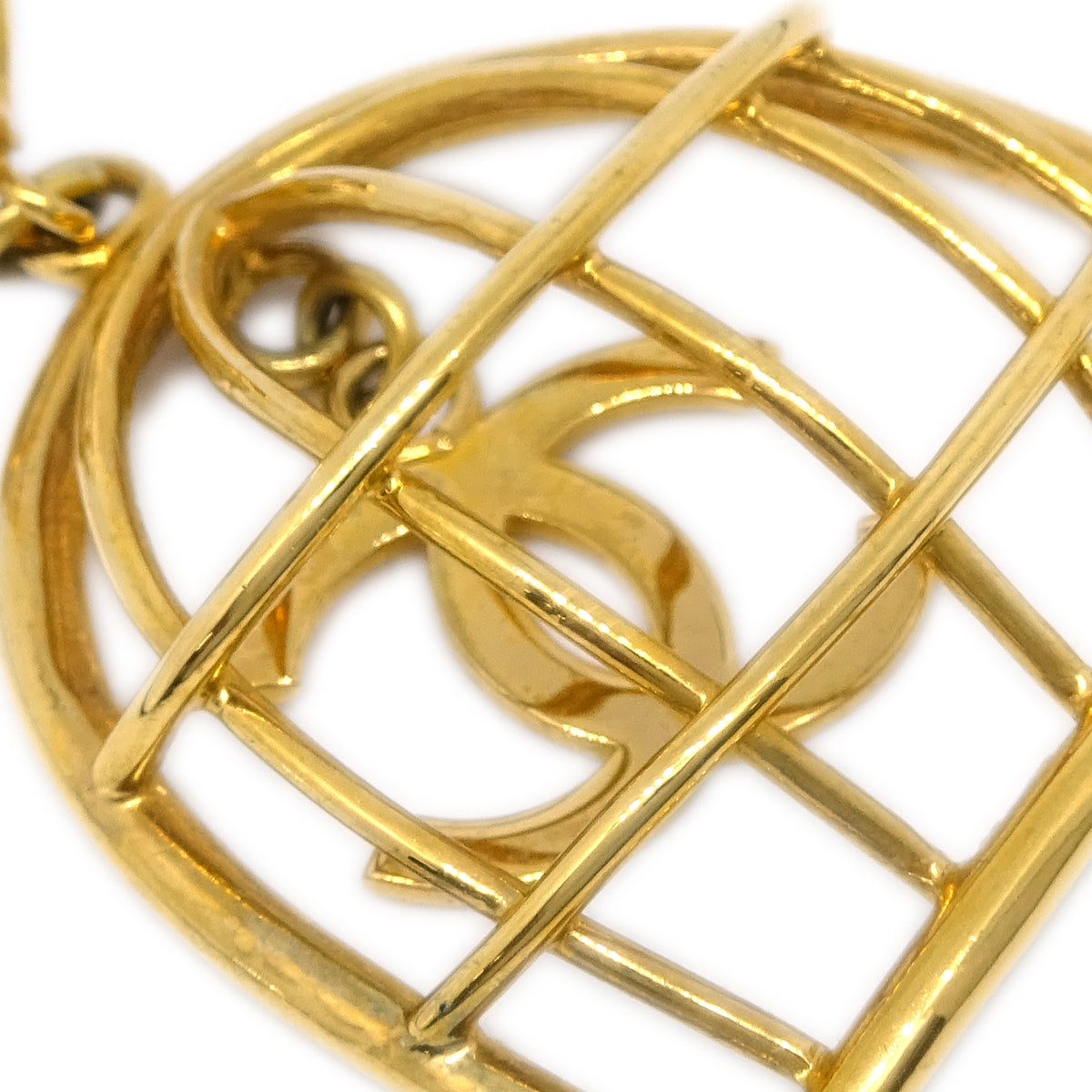 Luxury Chanel Gold Birdcage Dangle Earrings Clip-On 93A