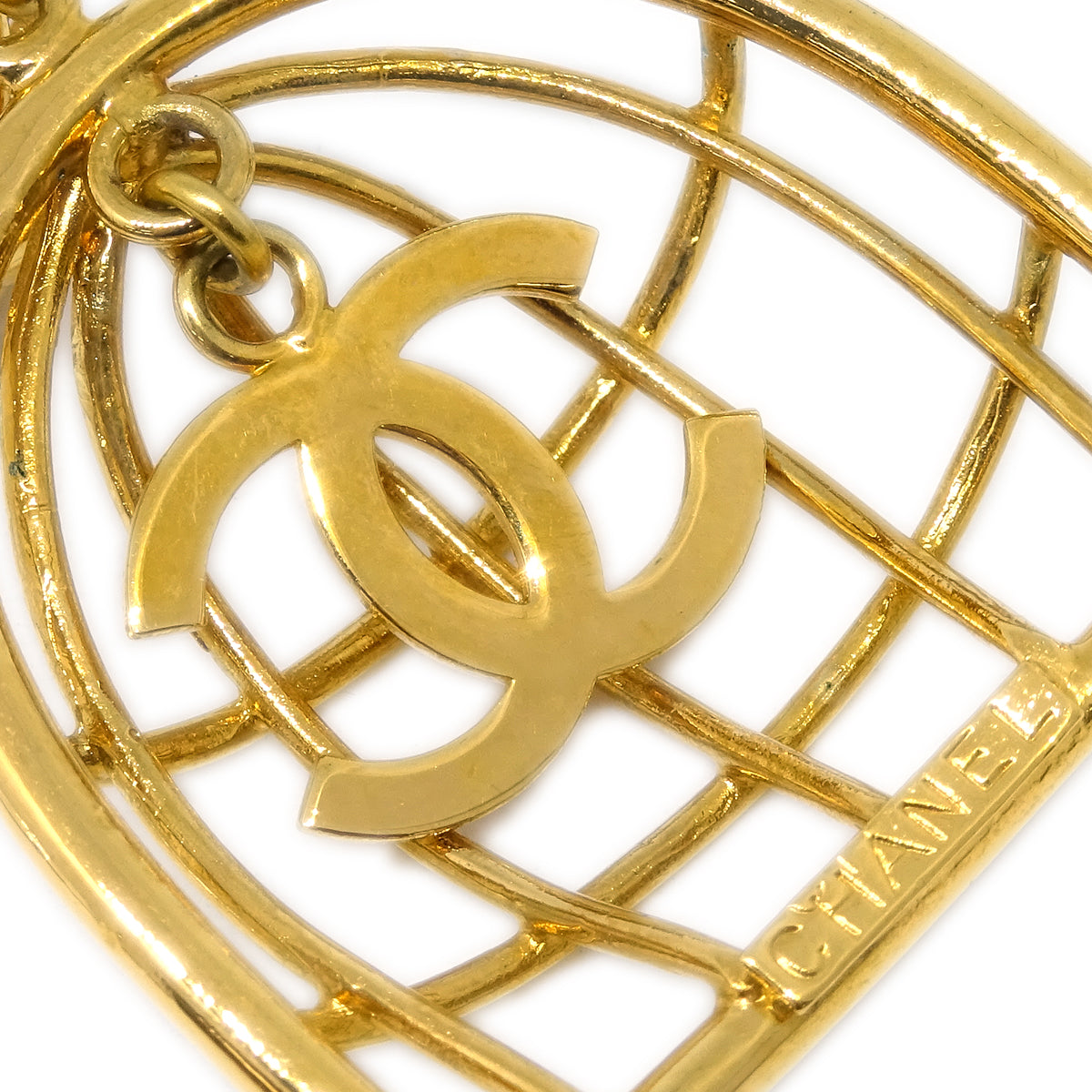 Luxury Chanel Gold Birdcage Dangle Earrings Clip-On 93A