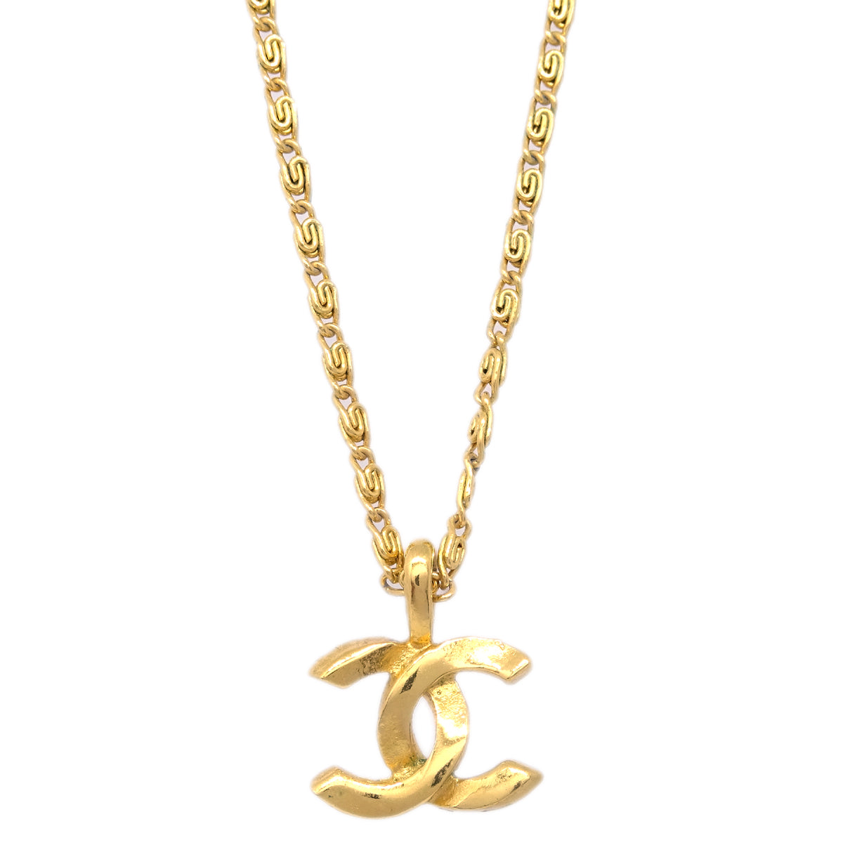 Luxury Chanel Gold Mini CC Pendant Necklace 1982