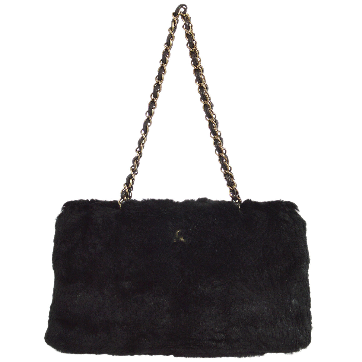 Luxury Chanel 2000-2001 Black Fur Tote Handbag