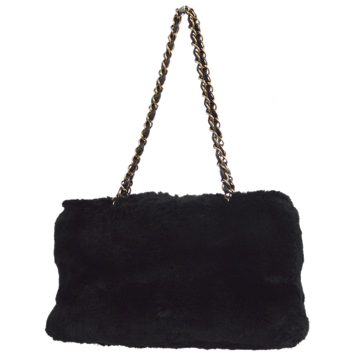 Luxury Chanel 2000-2001 Black Fur Tote Handbag