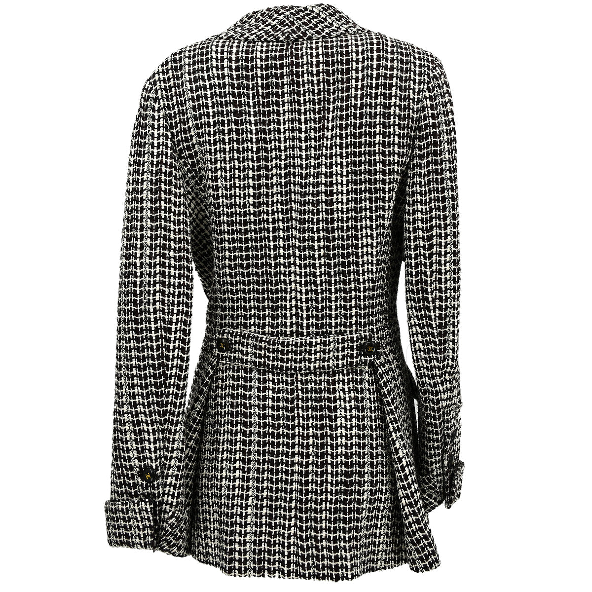 Luxury Chanel Double Breasted Jacket Brown Tweed 01A #38
