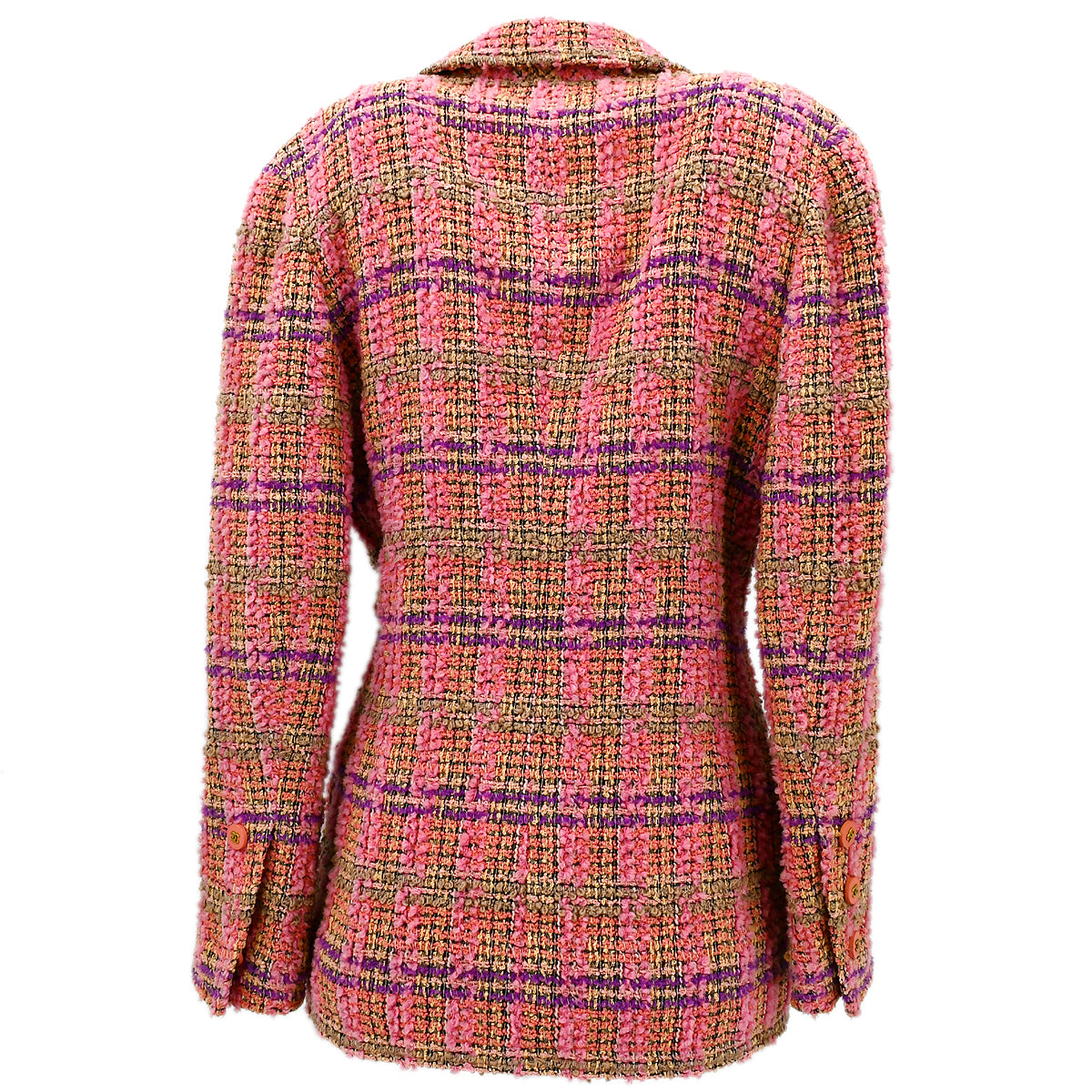 Luxury Chanel Fall 1994 single-breasted tweed boucle jacket #38