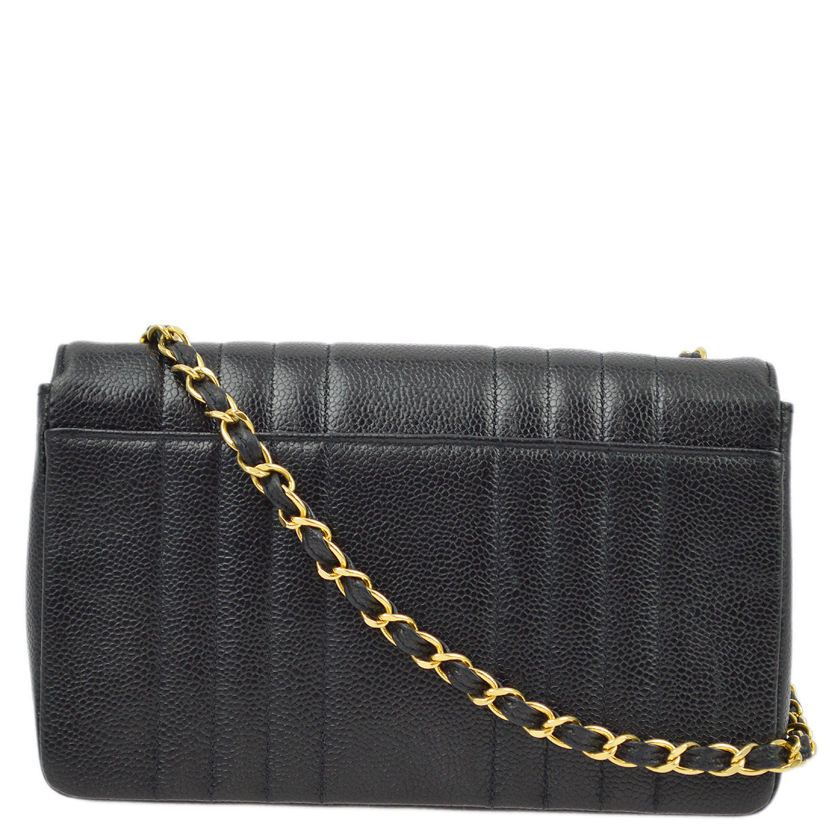 Luxury Chanel 1991-1994 Black Caviar Classic Flap Mademoiselle Chain Shoulder Bag