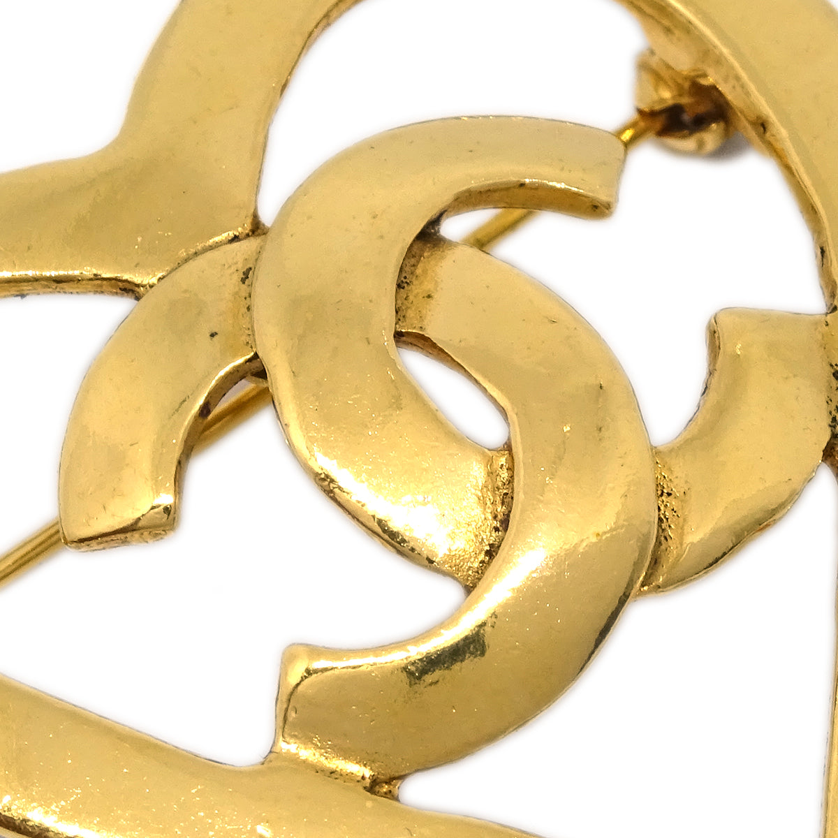 Luxury Chanel Heart Brooch Gold 95P