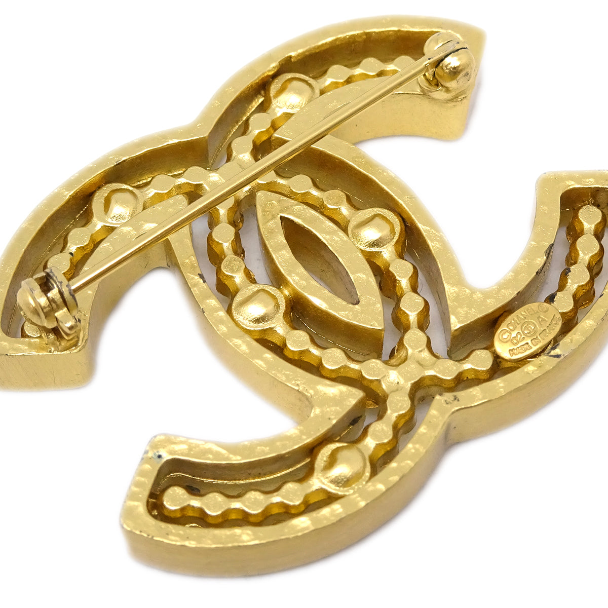 Luxury Chanel CC Brooch Pin Rhinestone Gold 02A