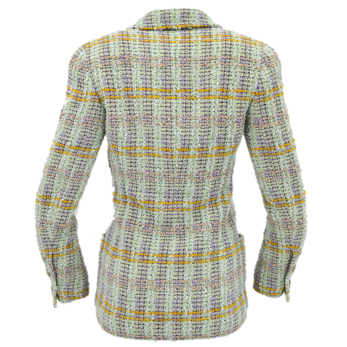 Luxury Chanel Double Breasted Jacket Green Tweed