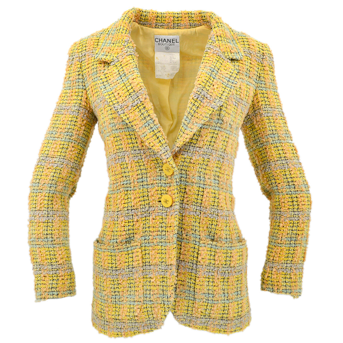 Luxury Chanel Fall 1994 single-breasted tweed jacket #36
