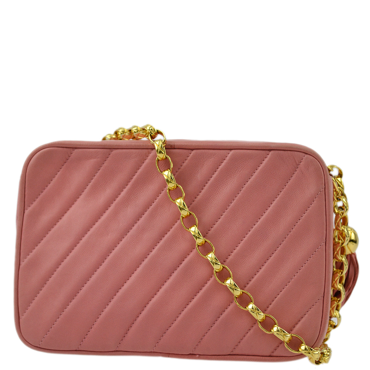 Luxury Chanel 1991-1994 Pink Lambskin Mini Diagonal Stitch Camera Bag