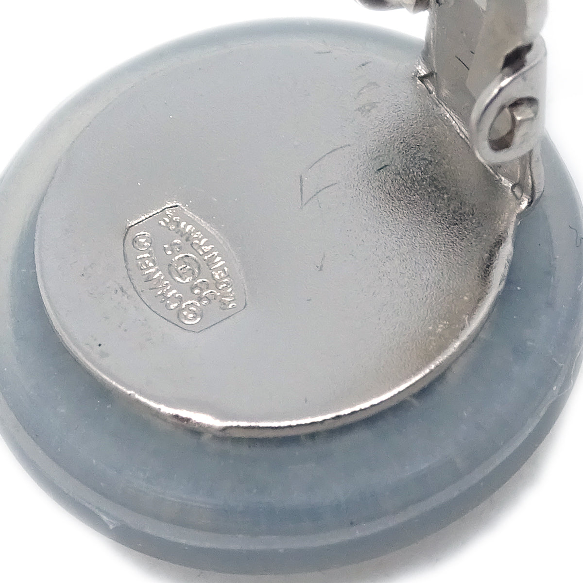 Luxury Chanel Button Earrings Clip-On Gray 99S
