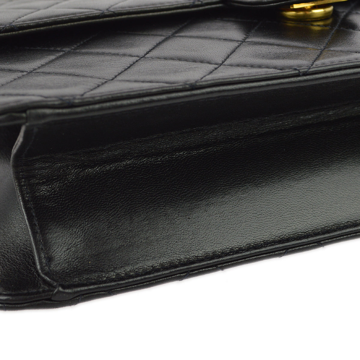 Luxury Chanel 1994-1996 Black Lambskin Pushlock Medium Half Flap Shoulder Bag