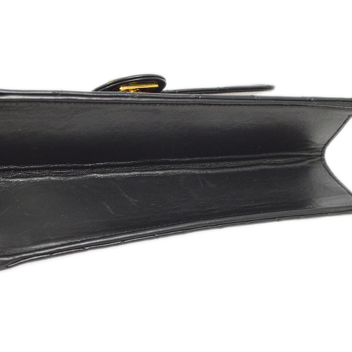 Luxury Chanel 1994-1996 Black Lambskin Pushlock Small Half Flap Shoulder Bag