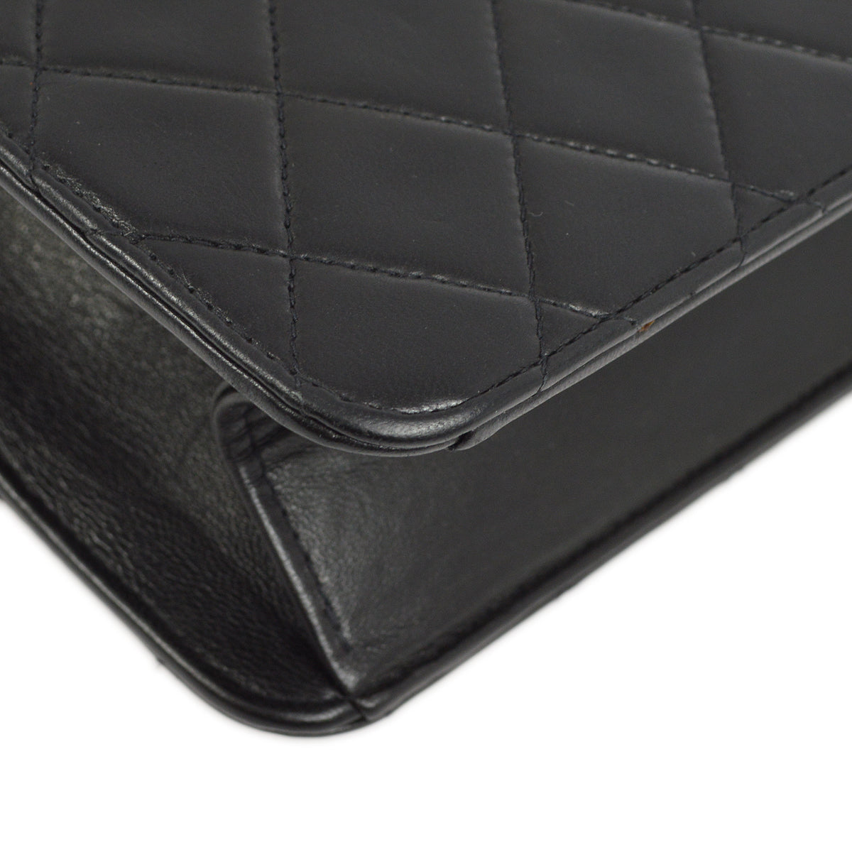 Luxury Chanel 1994-1996 Black Lambskin Pushlock Small Half Flap Shoulder Bag