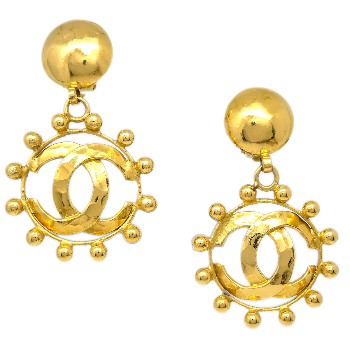 Luxury Chanel Gold Dangle Earrings Clip-On 25
