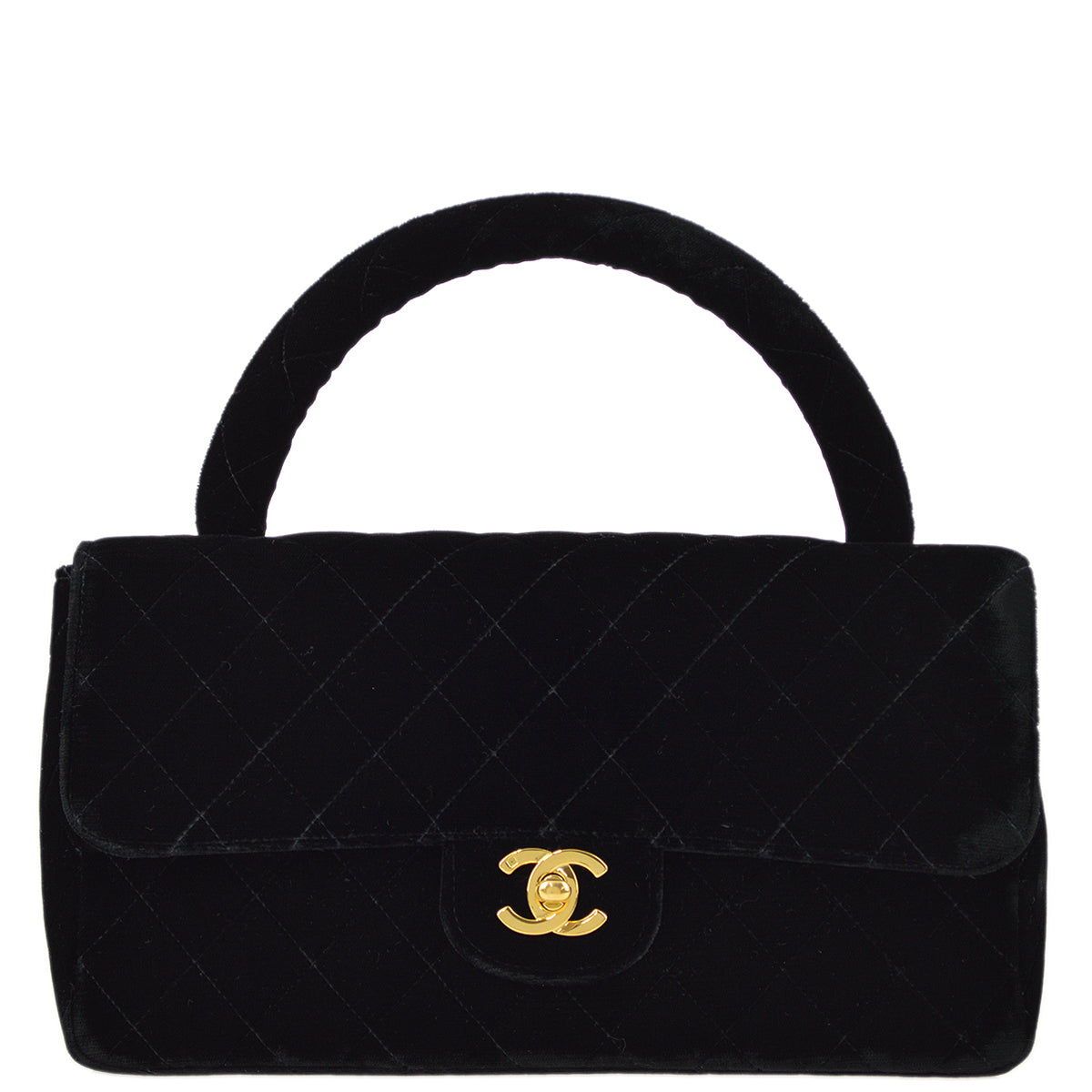 Luxury Chanel 1994-1996 Black Velvet Classic Single Flap Medium Handbag