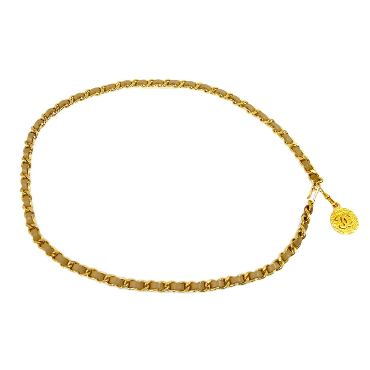 Luxury Chanel Medallion Chain Belt Beige 1982 Small New