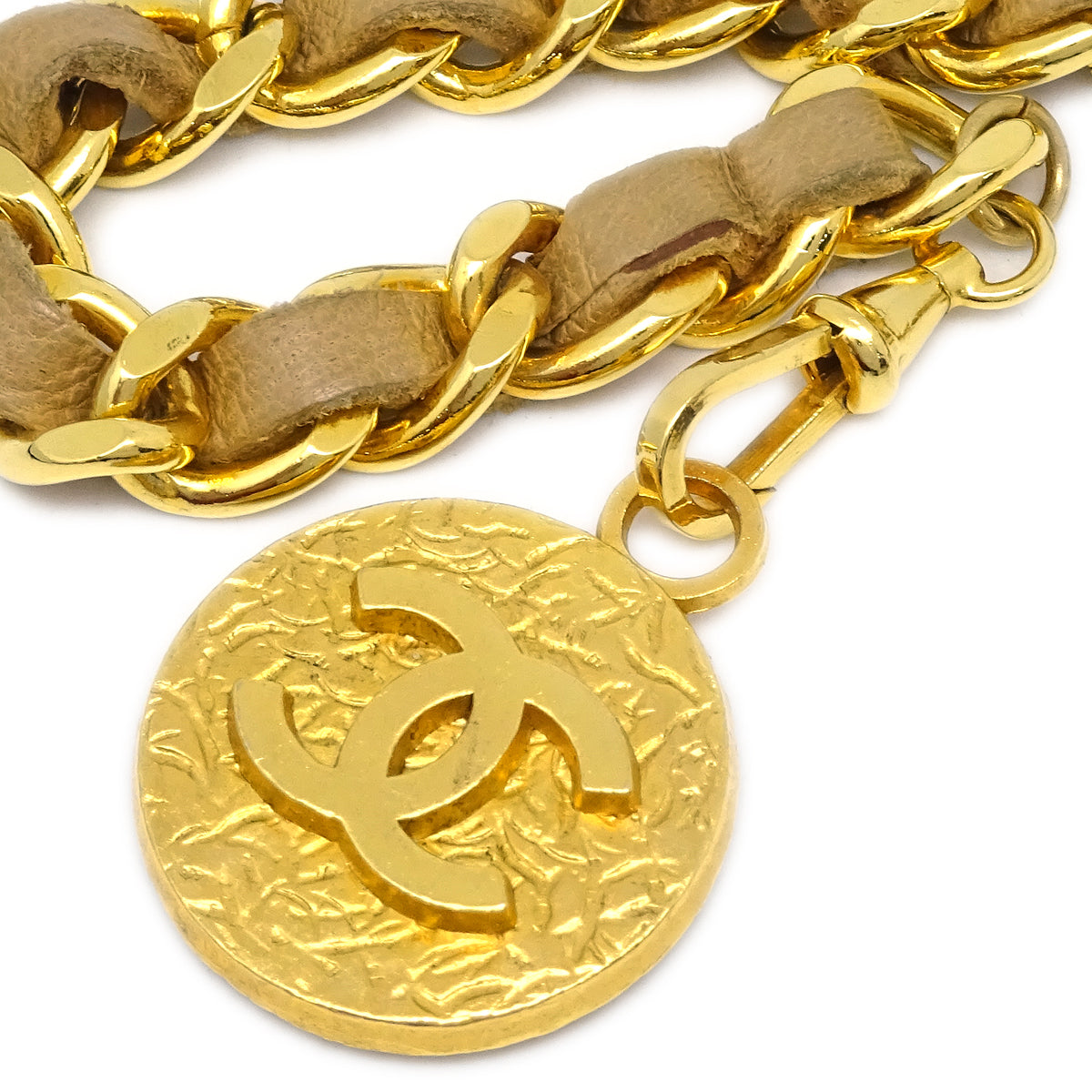 Luxury Chanel Medallion Chain Belt Beige 1982 Small New