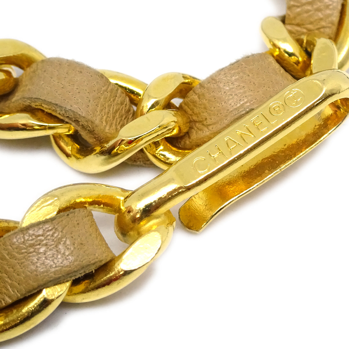 Luxury Chanel Medallion Chain Belt Beige 1982 Small New