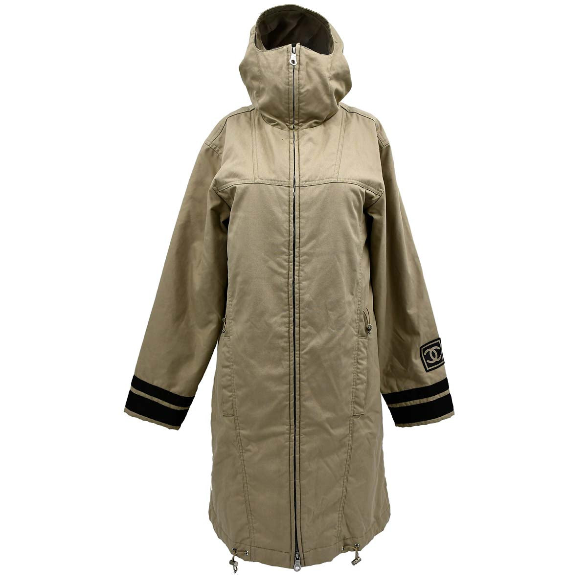 Luxury Chanel Sport Line Hooded Coat Beige #36