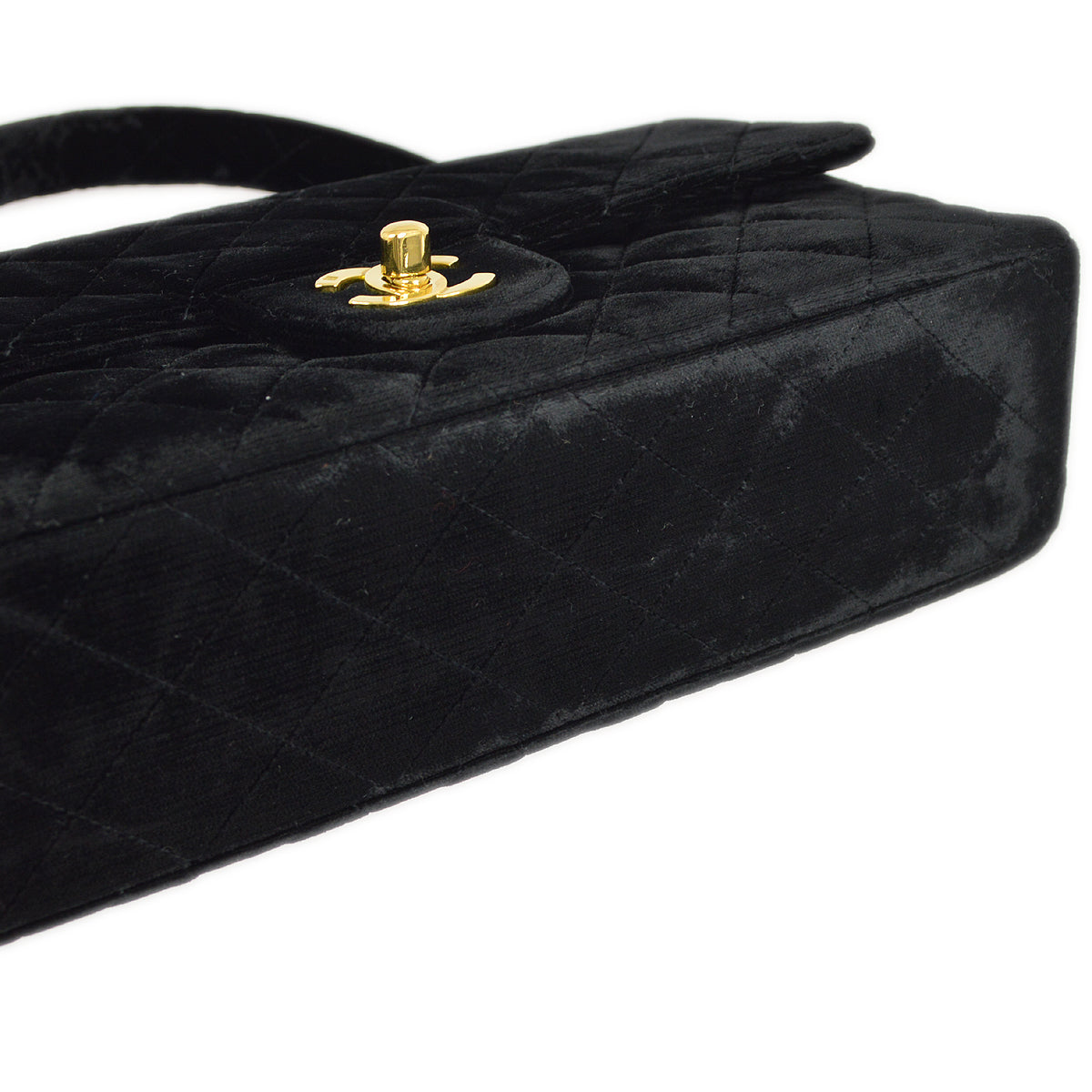 Luxury Chanel 1994-1996 Black Velvet Classic Single Flap 2 in 1 Handbag Set