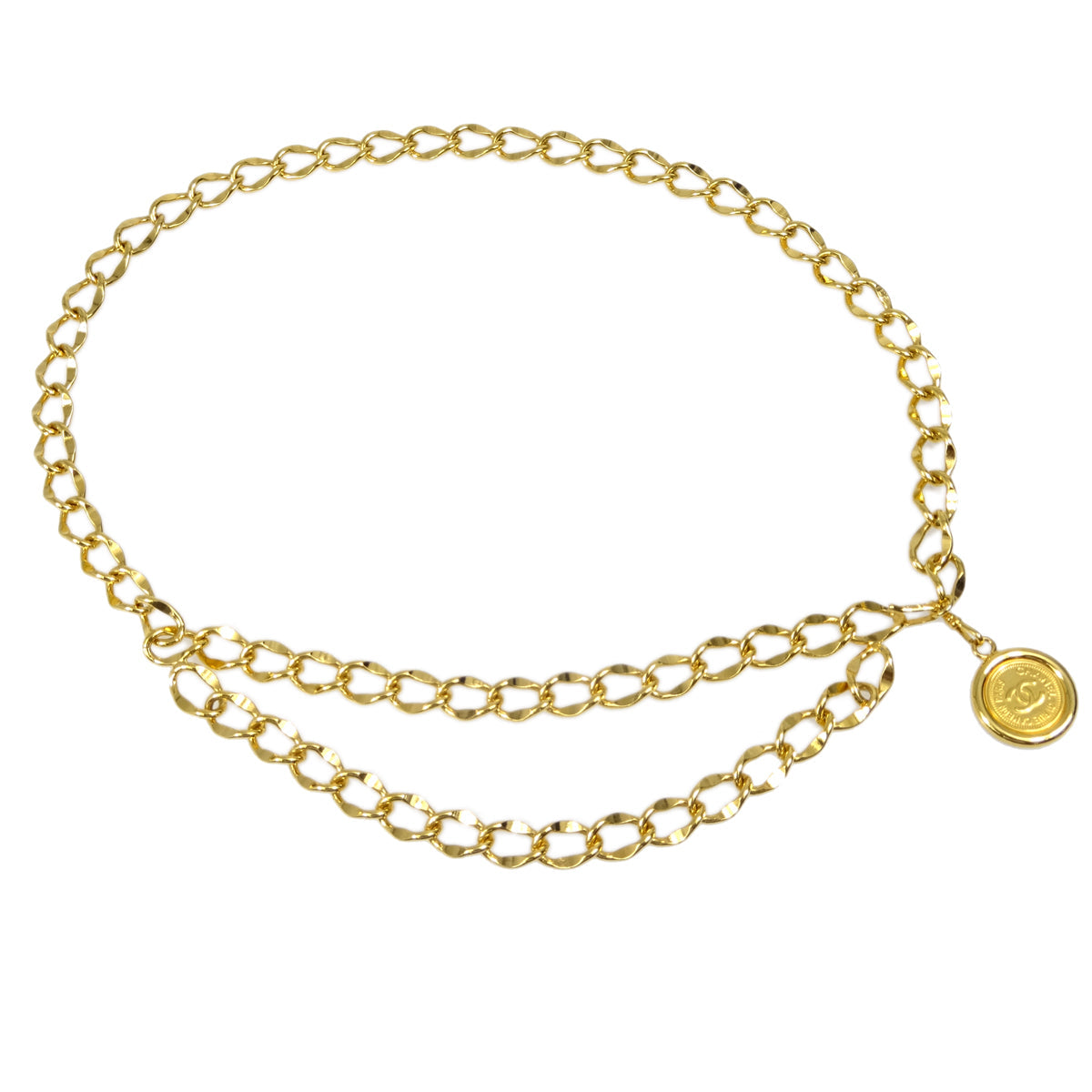 Luxury Chanel Medallion Chain Belt Gold 94P Small New