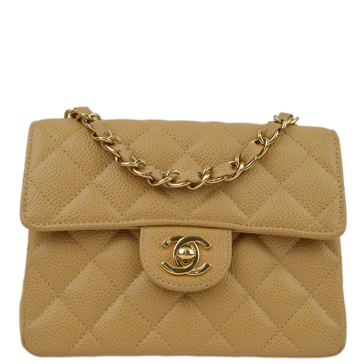 Luxury Chanel 2003-2004 Caviar Mini Classic Square Flap Bag 17