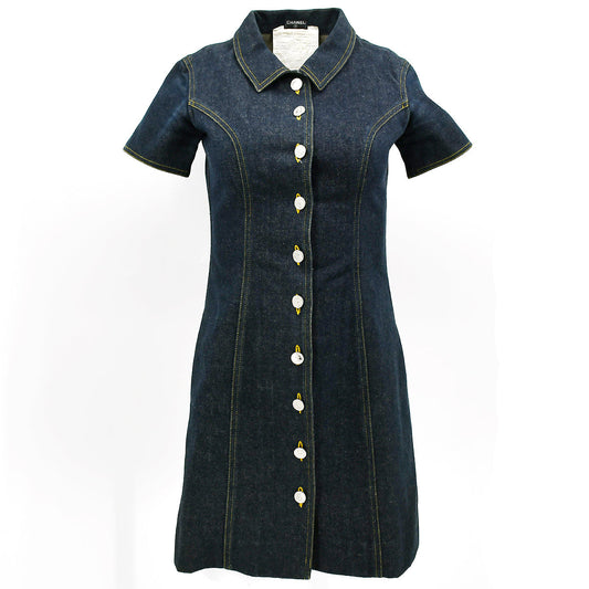 Luxury Chanel Denim Dress Navy #36