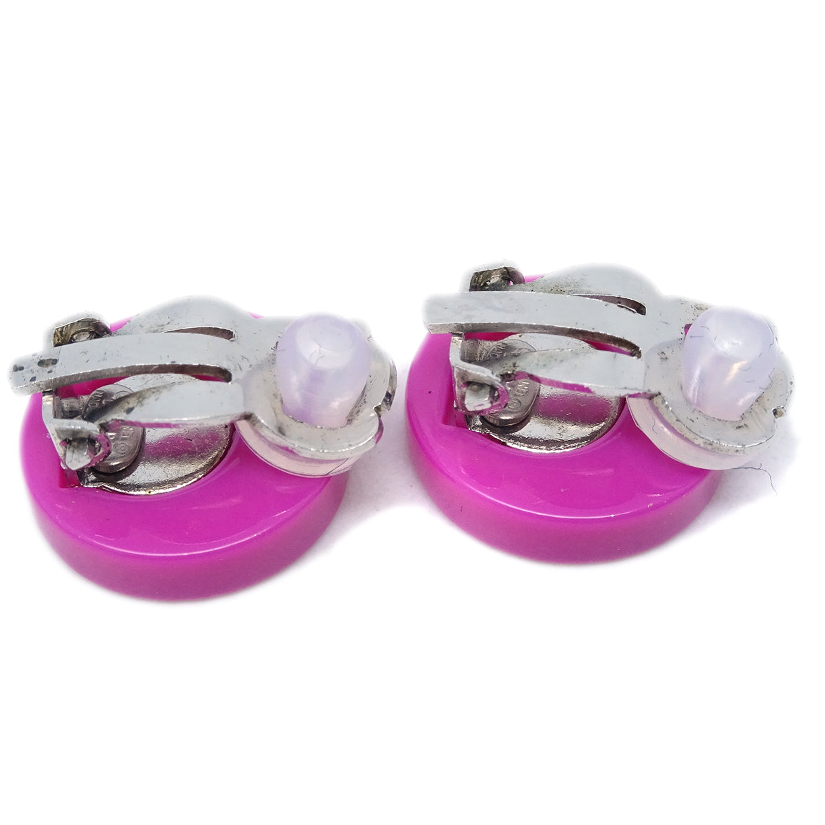 Luxury Chanel Button Earrings Clip-On Pink 04P