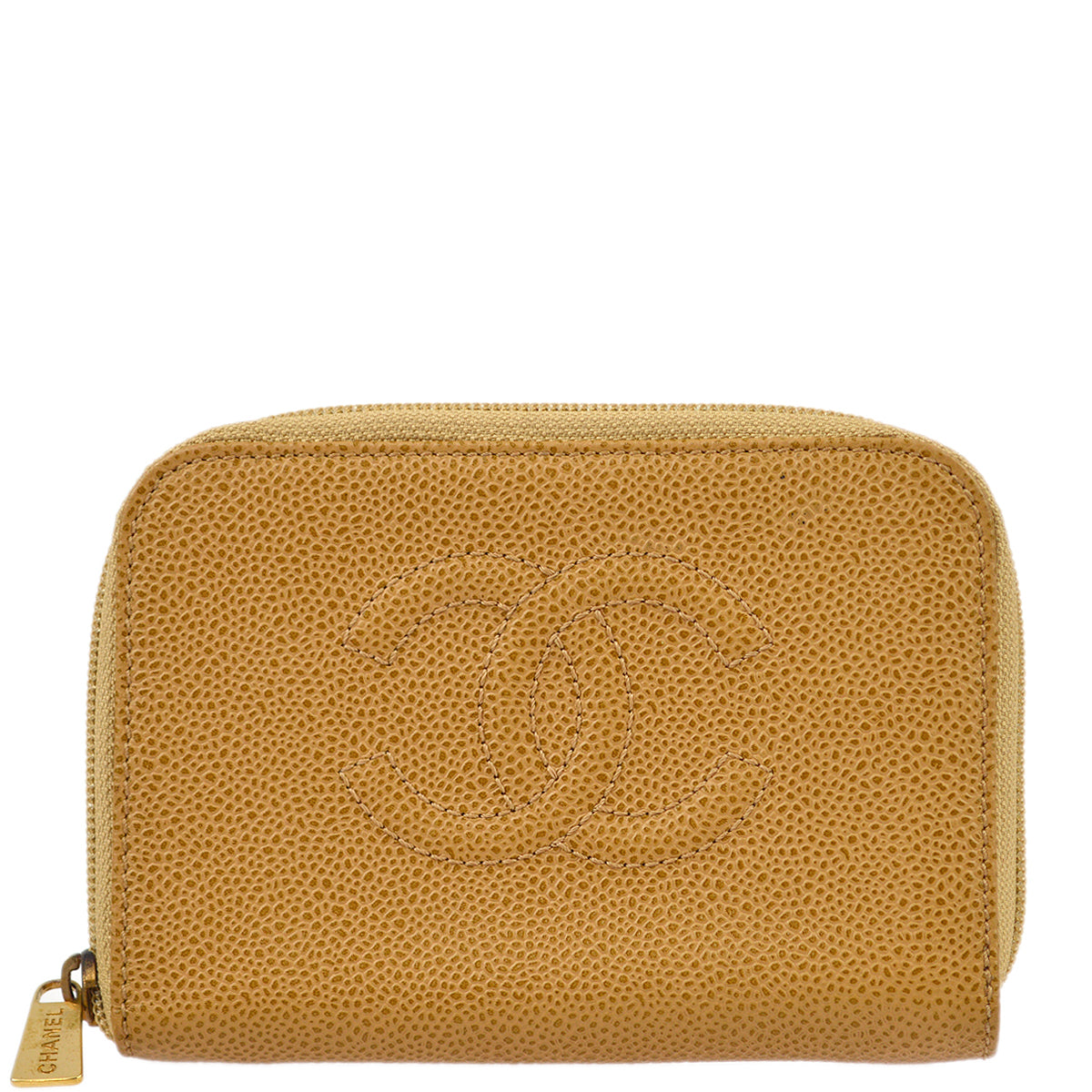 Luxury Chanel Beige Caviar Wallet Purse