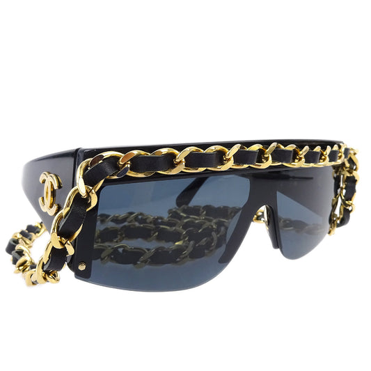 Luxury Chanel Chain Sunglasses Eyewear Black Small New