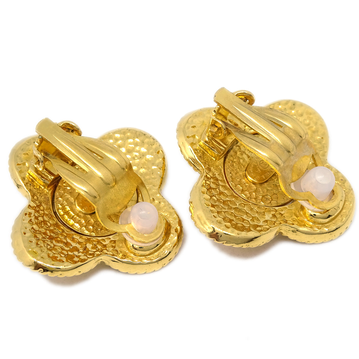 Luxury Chanel Gold Earrings Clip-On Rhinestone 95A